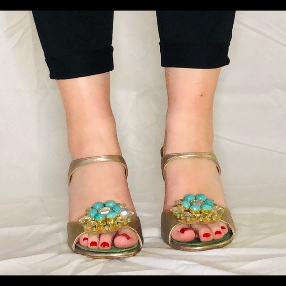 Claudio Merazzi Gold Heels with Bling - Picture 2 of 3